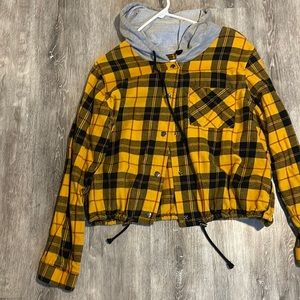 Crop Plaid Hoodie